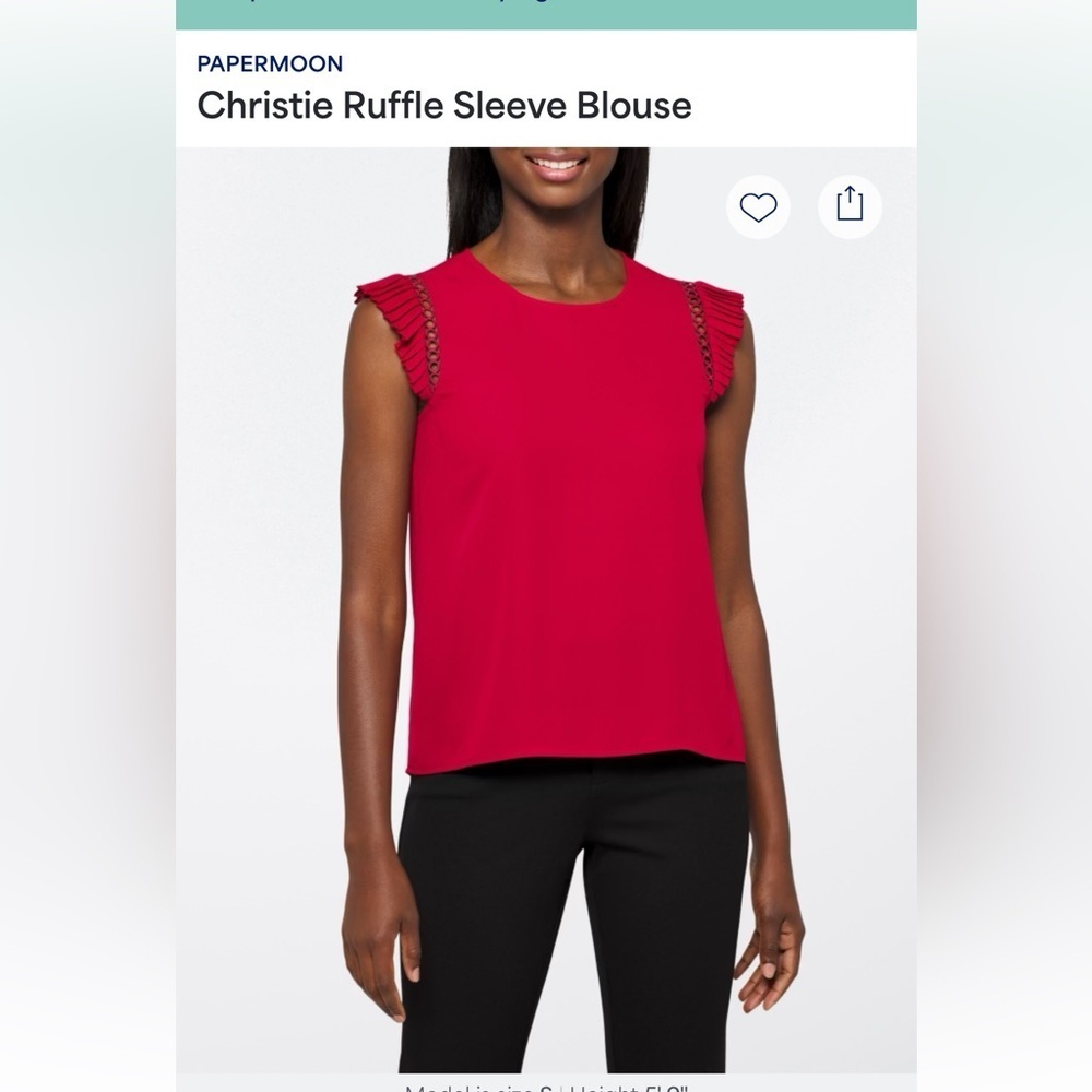 Papermoon Red Ruffle Sleeve Blouse size XL